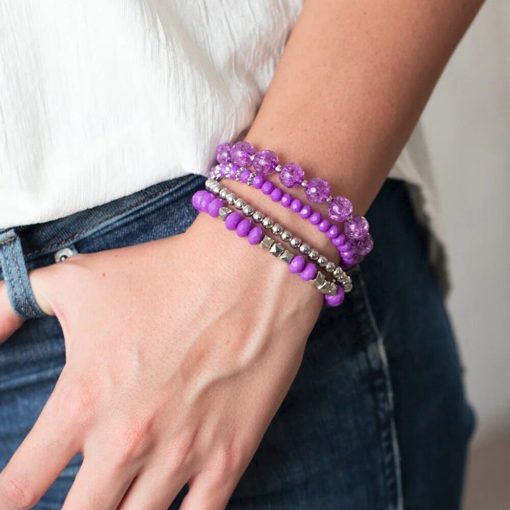 Paparazzi Jewelry Accessories - Layered Luster - Purple Bracelet - Vintage